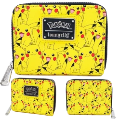 (ONLINE) DRAGON IMPORTS & COLLECTIBLES LLC Accessories POKEMON PIKACHU AOP ZIP AROUND WALLET - LOUNGEFLY X