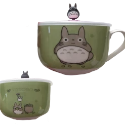 (ONLINE) DRAGON IMPORTS & COLLECTIBLES LLC Totoro Green Ceramic Bowl With Pink Lid, 3” Food