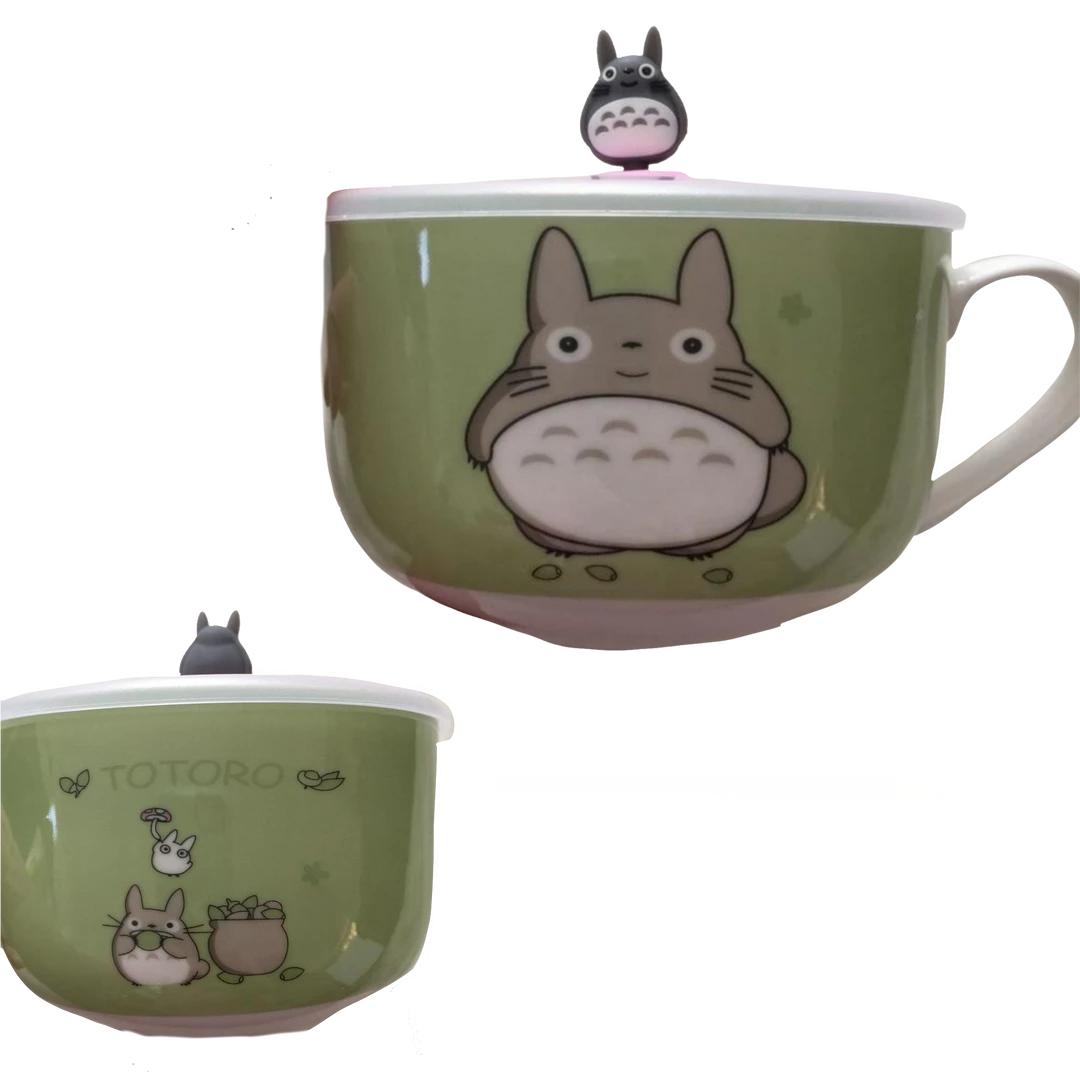 (ONLINE) DRAGON IMPORTS & COLLECTIBLES LLC Totoro Green Ceramic Bowl With Pink Lid, 3” Food 3 (ONLINE) DRAGON IMPORTS & COLLECTIBLES LLC Totoro Green Ceramic Bowl With Pink Lid, 3” Food