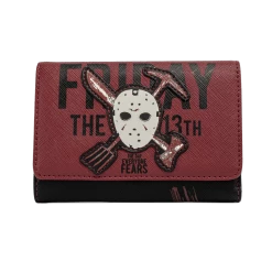 (ONLINE) DRAGON IMPORTS & COLLECTIBLES LLC Accessories FRIDAY THE 13TH JASON MASK TRI-FOLD WALLET - LOUNGEFLY X